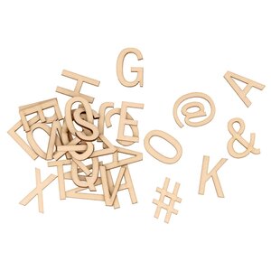 Alphabet et symboles en bois