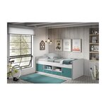 BONNY Lit capitaine 90x200 Turquoise sans sommier