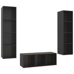 vidaXL Ensemble de meuble TV 3 Pièces Noir brillant Aggloméré