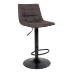 Chaise de bar en microfibre gris foncé avec pieds noirs