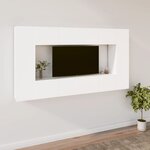 vidaXL Ensemble de meubles TV 8 Pièces Blanc Bois d'ingénierie