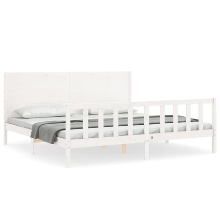 vidaXL Cadre de lit avec tête de lit blanc 200x200 cm bois massif