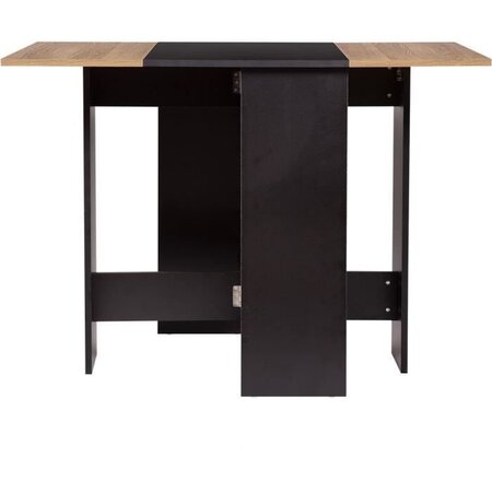 Table a manger pliable - En panneaux de particules - Essentiel - VARDA - L 104 x P 76 x H 74 cm - Noir et chene