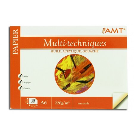 Bloc multi-techniques - a6 - 15 feuilles - 220g/m2- amt