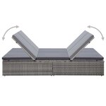 vidaXL Chaise longue double avec coussin Résine tressée Gris