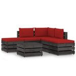 vidaXL Salon de jardin 6 Pièces avec coussins Bois imprégné de gris