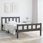 vidaXL Cadre de lit Gris Bois massif 90x200 cm