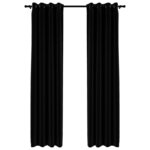 vidaXL Rideaux occultants Aspect lin avec œillets 2 Pièces Noir 140x225cm