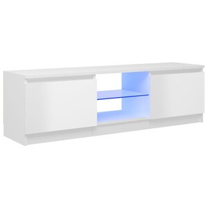 vidaXL Meuble TV avec lumières LED blanc brillant 120x30x35 5 cm