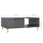 vidaXL Table basse Gris brillant 90x60x35 cm Aggloméré