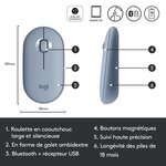 Souris - sans fil - logitech - m350 pebble - clic silencieux - gris bleu