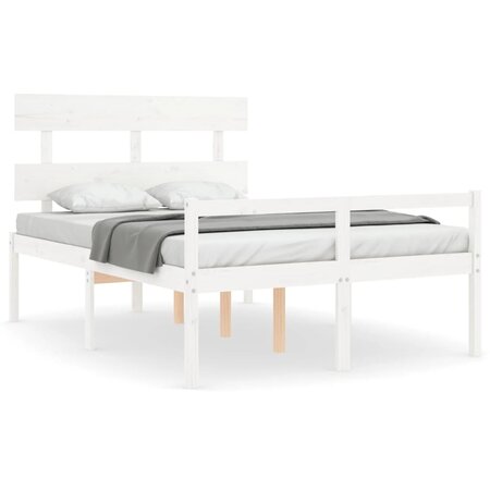 vidaXL Cadre de lit avec tête de lit blanc 140x200 cm bois massif