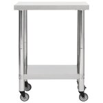 Vidaxl table de travail de cuisine avec roues 80x45x85 cm inox