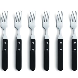 Amefa Ensemble de fourchettes à steak 6 Pièces Argenté et noir