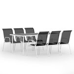 vidaXL Mobilier de salle à manger d'extérieur 7 Pièces Acier Noir