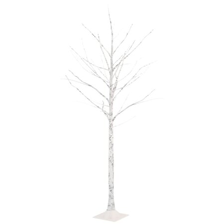 vidaXL Bouleau blanc à LED 96 LED Blanc chaud 180 cm