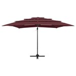 vidaXL Parasol à 4 niveaux avec mât en aluminium Bordeaux 250x250 cm