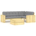 vidaXL Salon de jardin 2 Pièces avec coussins bois de pin imprégné