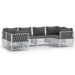 vidaXL Salon de jardin avec coussins 6 Pièces blanc acier