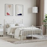 vidaXL Cadre de lit métal avec tête de lit/pied de lit blanc 120x200cm