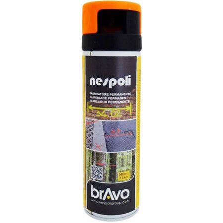 Aérosol traceur de chantier orange fluorescent 500 ml  nespoli