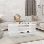vidaXL Table basse Blanc brillant 102x55x43 cm Aggloméré
