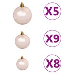 vidaXL Demi-arbre de Noël artificiel pré-éclairé et boules blanc 120cm