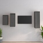 vidaXL Meubles TV 3 Pièces Gris Bois massif de pin
