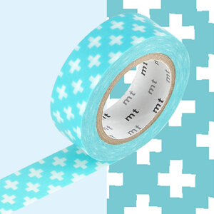 Masking Tape MT 1 5 cm Croix bleu ciel