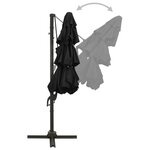 vidaXL Parasol à 4 niveaux avec mât en aluminium Noir 3x3 m