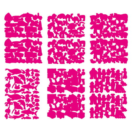 Loisirs créatifs enfants - 6 planches gommettes basiques - multiformes roses
