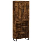 vidaXL Buffet haut Chêne fumé 69 5x34x180 cm Bois d'ingénierie