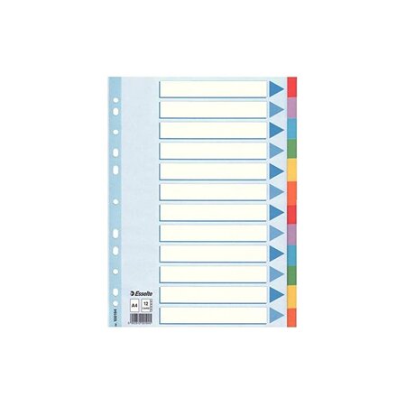 Esselte Intercalaires en carton, uni, A4, 12 touches