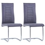 vidaXL Chaises à manger cantilever lot de 2 gris similicuir daim