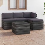 vidaXL Salon palette de jardin 5 Pièces avec coussins Bois de pin massif