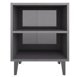 vidaXL Table de chevet avec pieds en métal Gris brillant 40x30x50 cm
