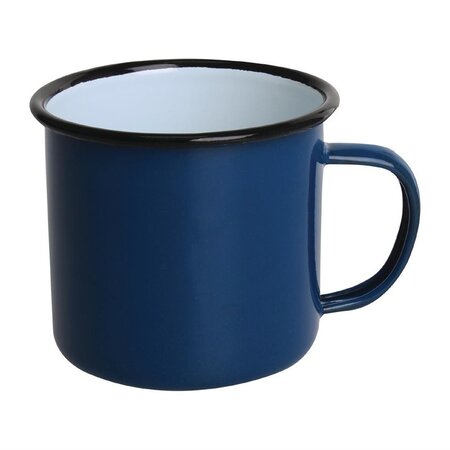 Mug en acier bleu et noir 350 ml - lot de 6 - olympia -  - acier émaillé x80mm