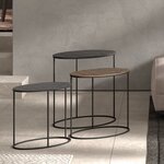 Rousseau Ensemble de tables d'appoint 3 Pièces Tanto Métal Noir et doré