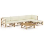 vidaXL Salon de jardin 6 Pièces avec coussins blanc crème Bambou