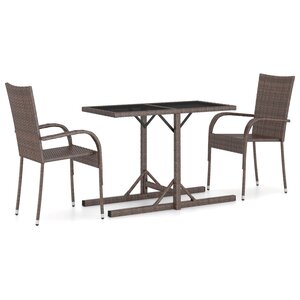 vidaXL Ensemble de salle à manger de jardin 3 Pièces Marron
