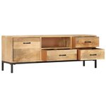 vidaXL Meuble TV 130 x 30 x 45 cm Bois massif de manguier