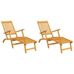 vidaXL Chaise longue d'extérieur avec repose-pieds 2 Pièces Acacia solide