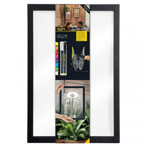 Tableau mural ardoise verre/bois noire 40x60cm - securit