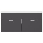 vidaXL Armoire d'évier avec lavabo intégré Gris Aggloméré