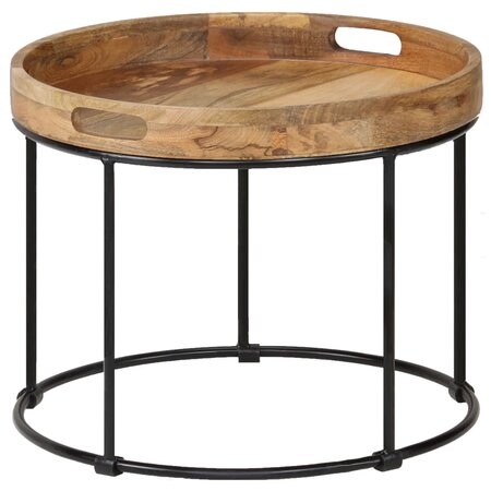vidaXL Table basse Bois de manguier massif et acier 50 x 40 cm
