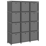 vidaXL Étagère à 12 cubes avec boîtes Gris 103x30x141 cm Tissu