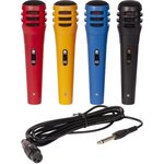LTC 15-3021 Assortiment de 4 microphones - Cordon XLR/Jack 6.35mm - Rouge, jaune, bleu et Noir