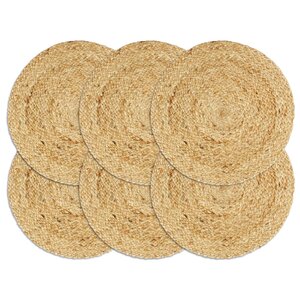 vidaXL Napperons 6 Pièces Naturel Plain 38 cm Rond Jute