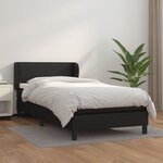 vidaXL Lit à sommier tapissier avec matelas Noir 100x200 cm Similicuir
