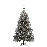 vidaXL Sapin de Noël artificiel LED et flocons de neige 210 cm PVC PE